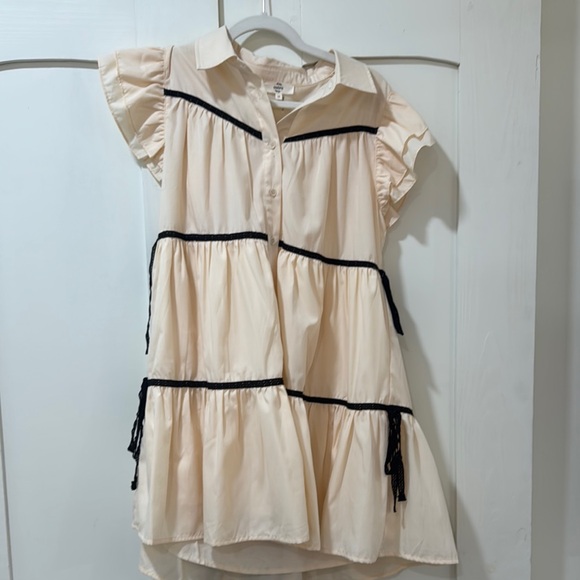 Entro Cream Ruffled Tiered Sundress with Puff Cap Sleeves - Picture 3 of 3